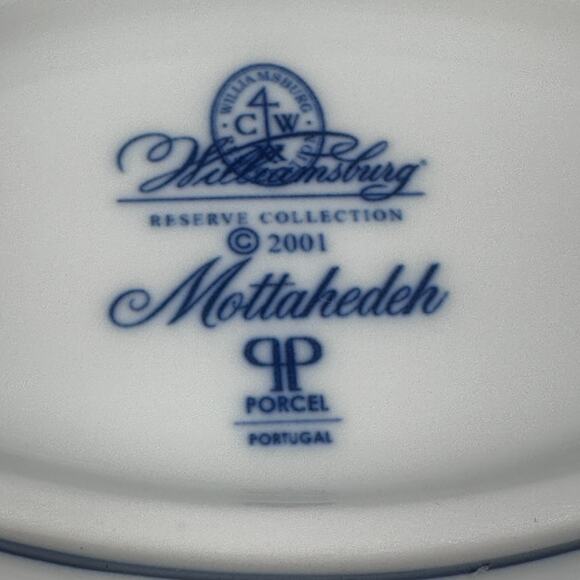 Mottahedeh Williamsburg Carpe Diem Verse Dish Ring Trinket Soap 6" White Blue - Picture 4 of 6